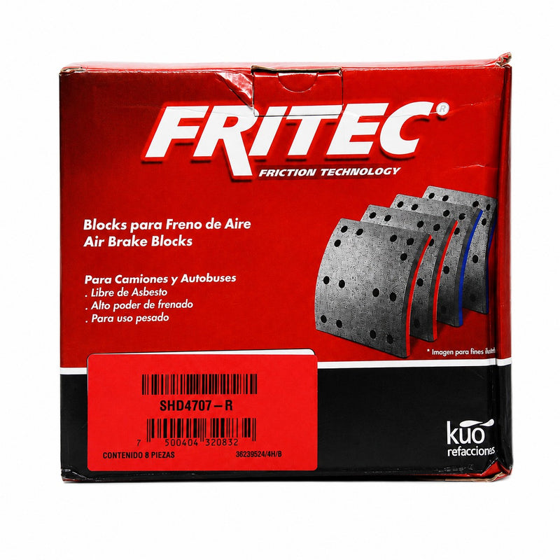 Balata de freno de aire Fritec 4707-R, juego de 8, número de parte SHD4707-R